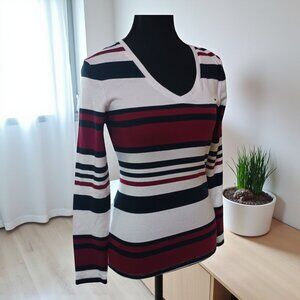 Tommy Hilfiger Women’s Long Sleeve V-Neck Striped Top Size S  Striped